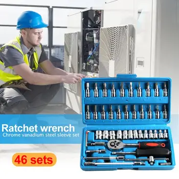 46pcs Ratchet Wrench Set Kit Sleeve for Car Motorcycle Boat Bicycle Repair Tools Spanner Kit Multitool Hand Tools Car-Styling
46pcs Ratchet Wrench Set Kit Sleeve for Car Motorcycle Boat Bicycle Repair Tools Spanner Kit Multitool Hand Tools Car-Styling