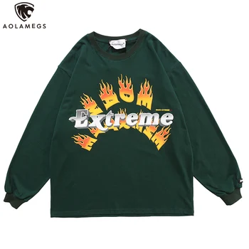 Aolamegs Men's T Shirt Flame Letter Print Long Sleeve T Shirt Men O-Neck Thin Harajuku College Style Hip Hop Hipster Streetwear
Aolamegs Men's T Shirt Flame Letter Print Long Sleeve T Shirt Men O-Neck Thin Harajuku College Style Hip Hop Hipster Streetwear