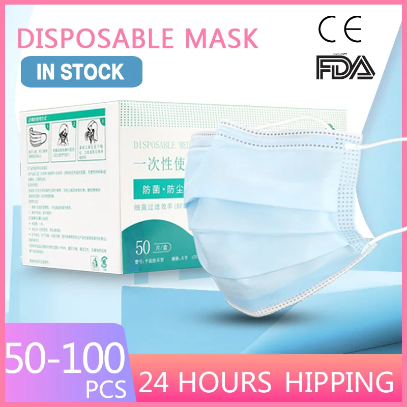 50/100 pcs Face Mouth Masks 3 Layers Dust Proof Disposable Mask Earloop Non Woven Face Mask
50/100 pcs Face Mouth Masks 3 Layers Dust Proof Disposable Mask Earloop Non Woven Face Mask