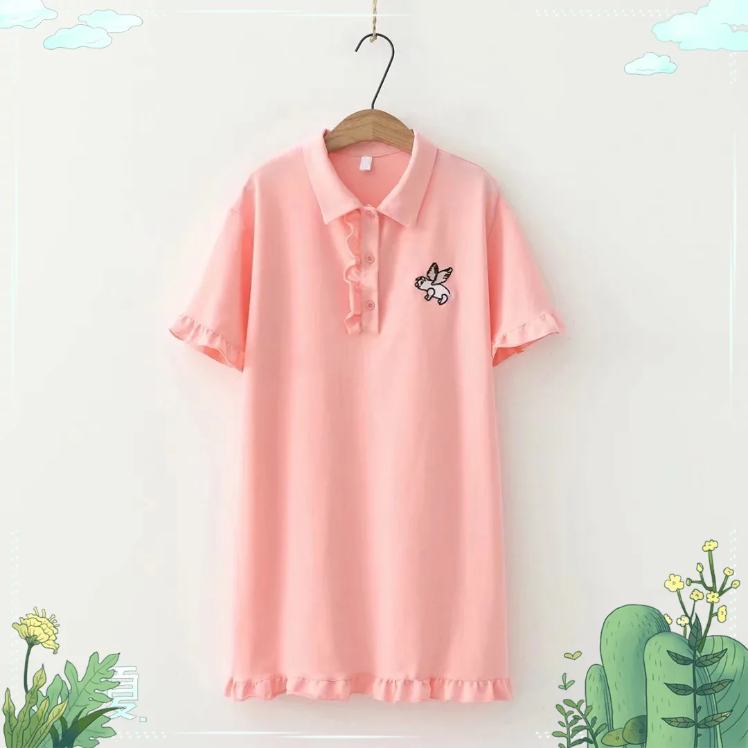 Japanese-style Mori Girl Line 19 Summer New Style Fresh Versatile Literature And Art Cute Animal Embroidered Frilled Short-sleev
Japanese-style Mori Girl Line 19 Summer New Style Fresh Versatile Literature And Art Cute Animal Embroidered Frilled Short-sleev
