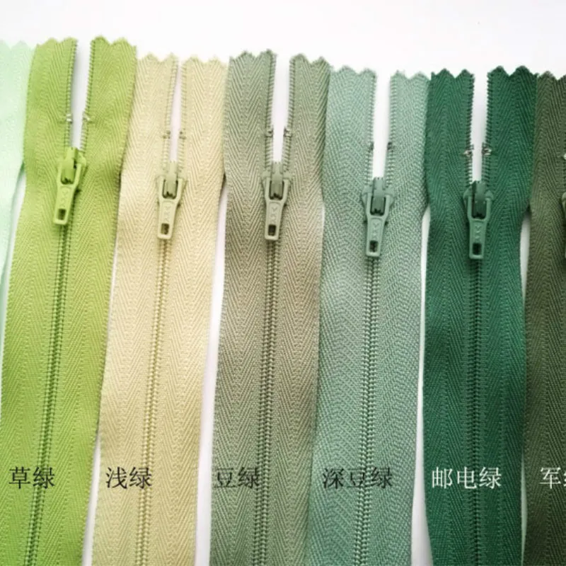 

100 Pcs/lot Most Free Shipping YKK Nylon Zipper Green Close End Inner Weaving Zippers for Pants Sewing Accessories Wholesale