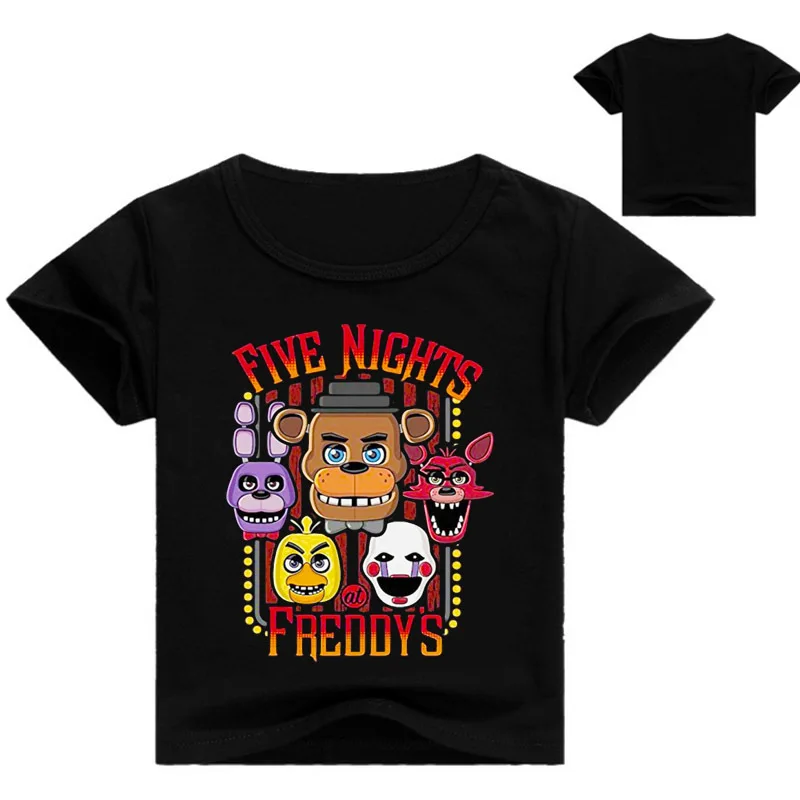 Детская одежда футболка топы для девочек и мальчиков футболки Five Nights At Freddy с