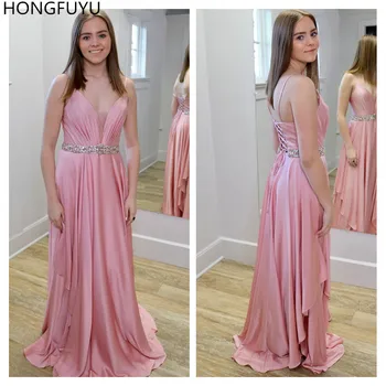 HONGFUYU A-Line Formal Satin Chiffon Evening Dresses 2020 Plunging Sheer Neckline Beaded Waist Prom Gowns robe de soiree vestido
HONGFUYU A-Line Formal Satin Chiffon Evening Dresses 2020 Plunging Sheer Neckline Beaded Waist Prom Gowns robe de soiree vestido