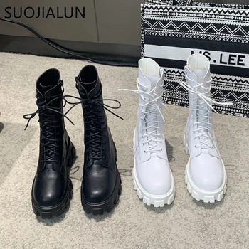 SUOJIALUN 2021 Winter Women Short Boot High Quality Microfiber Leather Platform Gothic Boots Punk Women Combat Mid-Calf Boots
SUOJIALUN 2021 Winter Women Short Boot High Quality Microfiber Leather Platform Gothic Boots Punk Women Combat Mid-Calf Boots