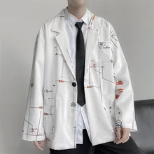 Casual Blazer Jacket Men's Printed Casual Suit Loose Single Button Blazer for Men Spring Autumn Long Sleeve Coat Teen Streetwear
Casual Blazer Jacket Men's Printed Casual Suit Loose Single Button Blazer for Men Spring Autumn Long Sleeve Coat Teen Streetwear