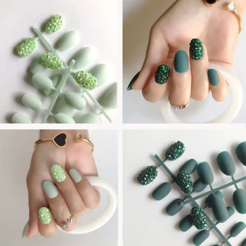 Customized 3D Matte Ellipse False Nails Green 24pcs Fake Nails AB Gems Finished Pre Design Full Nail Tips
Customized 3D Matte Ellipse False Nails Green 24pcs Fake Nails AB Gems Finished Pre Design Full Nail Tips