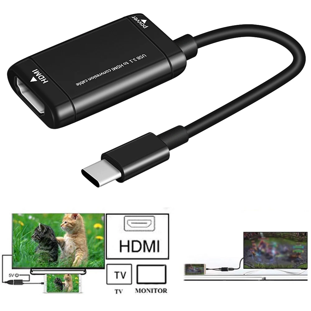 Переходник с USB Type C на гнездо HDMI HD TV для Samsung Note телефона ноутбука подключенный 4K