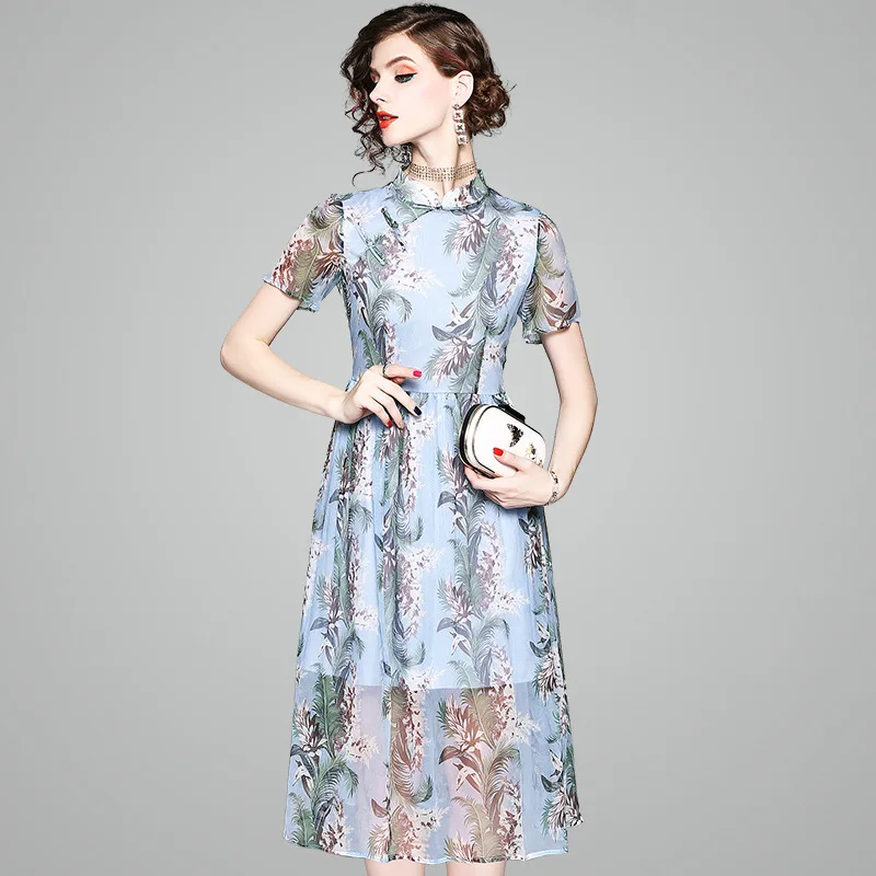 2019 Spring New Style WOMEN'S Dress Real Silk Stand Collar Printed Frog Short Sleeve Slim Fit Mid-length Full Body Dress 80690
2019 Spring New Style WOMEN'S Dress Real Silk Stand Collar Printed Frog Short Sleeve Slim Fit Mid-length Full Body Dress 80690