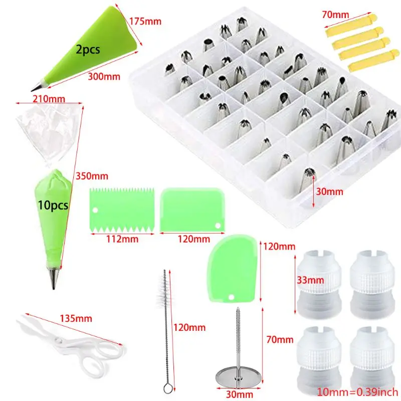 62 pcs Cake Decorating Supplies Kit - Icing Piping bags and Tips Cupcake Decorating Kit
62 pcs Cake Decorating Supplies Kit - Icing Piping bags and Tips Cupcake Decorating Kit