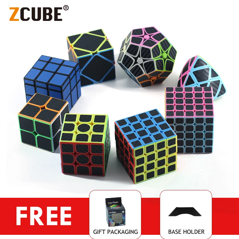 ZCube наклейки из углеродного волокна магический куб 2x2 megaminx 3x3 4x4 5x5 спиральная
