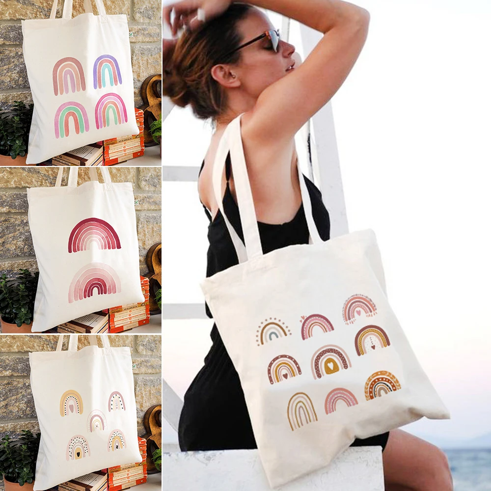 Rainbow Print White Canvas Shoulder Bags Shopper Tote Bag Student Teacher Book Bag Lady Casual Shopping Storage Pouch Best Gift
Rainbow Print White Canvas Shoulder Bags Shopper Tote Bag Student Teacher Book Bag Lady Casual Shopping Storage Pouch Best Gift