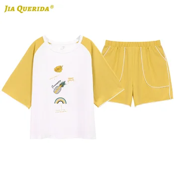 Short Sleeve Short Pants Printing Pajamas Woman Clothes Pajamas Set Fashion Style Casual Pajamas Woman Summer Patchwork Yellow
Short Sleeve Short Pants Printing Pajamas Woman Clothes Pajamas Set Fashion Style Casual Pajamas Woman Summer Patchwork Yellow
