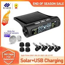 E-ACE Solar Power Car Tire Pressure Alarm Monitor System Auto Security Systems Tyre Temperature Warning E-ACE Solar Power Car Tire Pressure Alarm Monitor System Auto Security Systems Tyre Temperature Warning