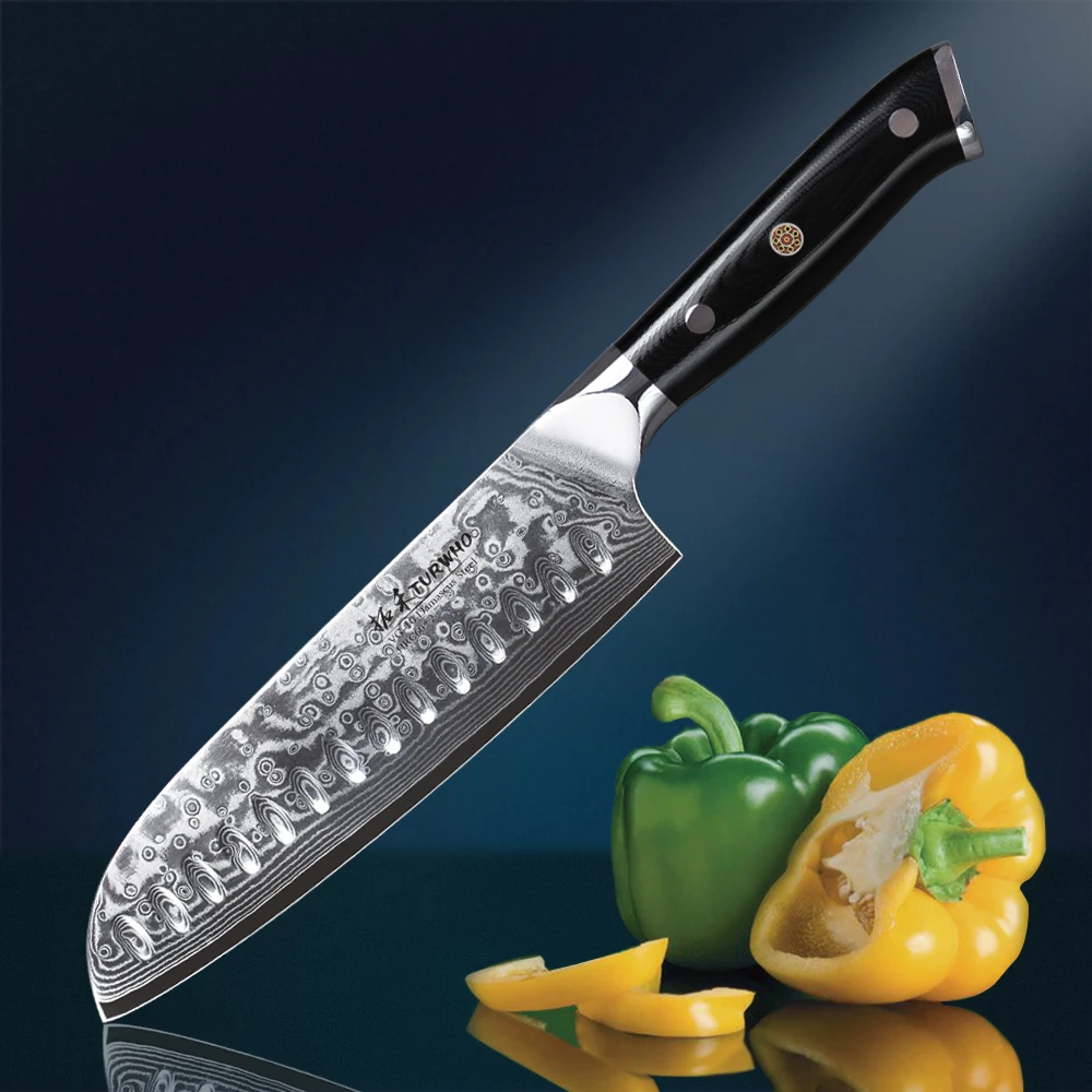 Фото Нож сантоку TURWHO 7 дюймов высококачественный японский шеф нож VG10 - купить