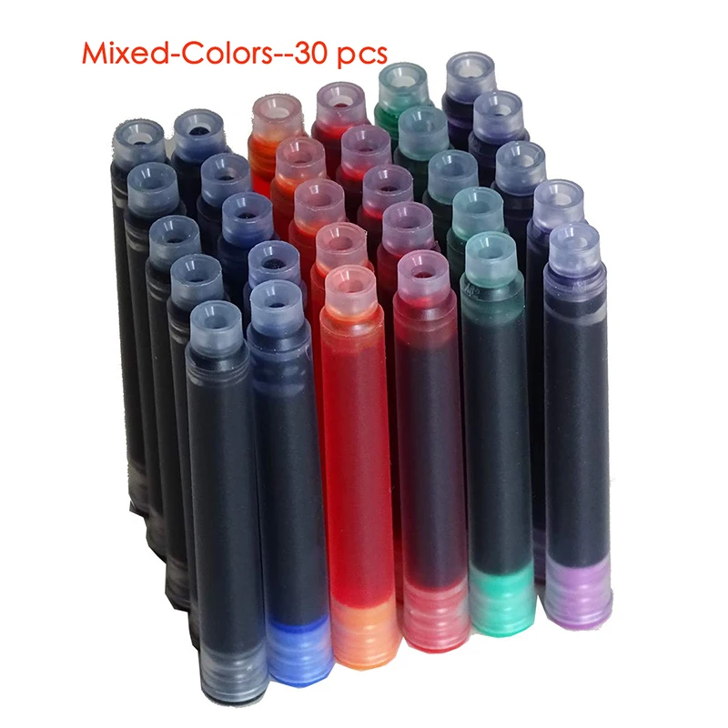 

30PCS Jinhao Fountain Pen Ink Cartridges Classic Black / Blue / Mixed Color Standard Size for Jinhao Duke Baoer Fuliwen Pen Etc