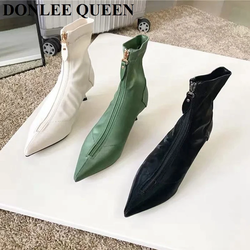 Fashion Women Ankle Boots Pointed Toe Front Zipper Brand Thin Heels Shoes Women Slip On Elegant Elastic Booties Zapatillas Mujer
Fashion Women Ankle Boots Pointed Toe Front Zipper Brand Thin Heels Shoes Women Slip On Elegant Elastic Booties Zapatillas Mujer