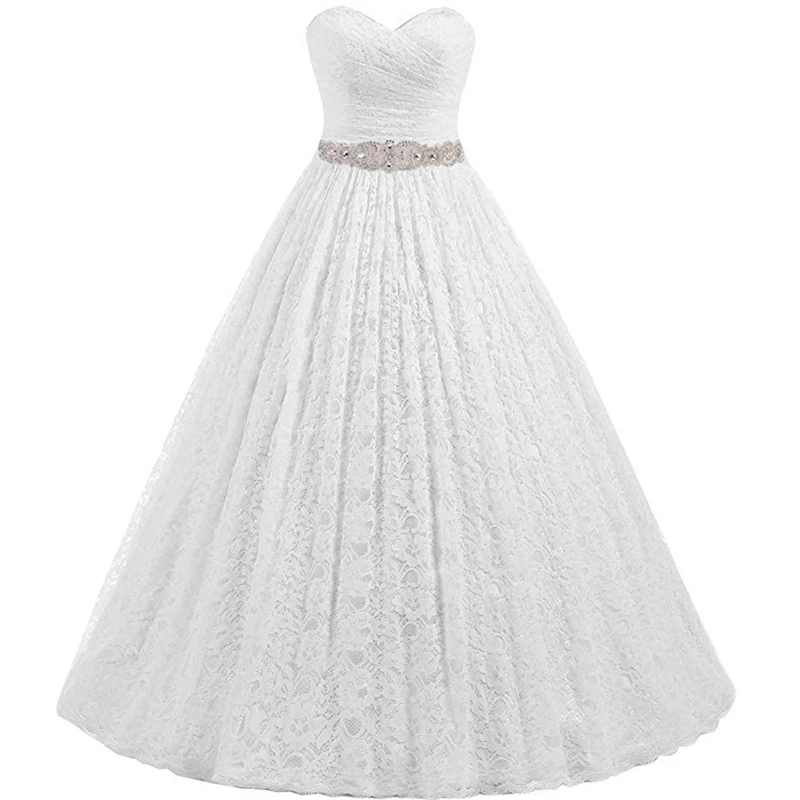 Кружевное бальное платье свадебное милое с бисером поясом плиссированное |