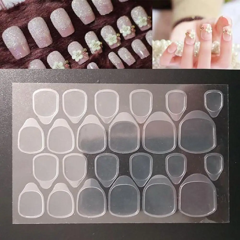 Двусторонние клейкие ленты для ногтей 24 шт. прозрачный маникюр накладные ногти