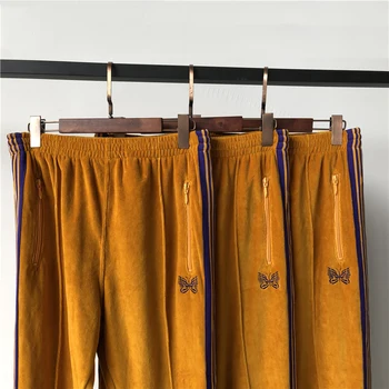 Men Women Yellow Stripe AWGE Needles Velvet Sweatpants Jogger Drawstring Butterfly Embroidery Needles Pants
Men Women Yellow Stripe AWGE Needles Velvet Sweatpants Jogger Drawstring Butterfly Embroidery Needles Pants