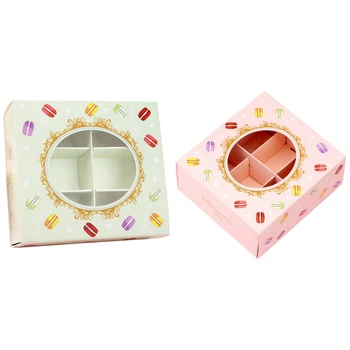 40 Pcs Macarons Box with Transparent Window Dessert Macarons Pastry Supplies Dec-Green & Pink 
40 Pcs Macarons Box with Transparent Window Dessert Macarons Pastry Supplies Dec-Green & Pink