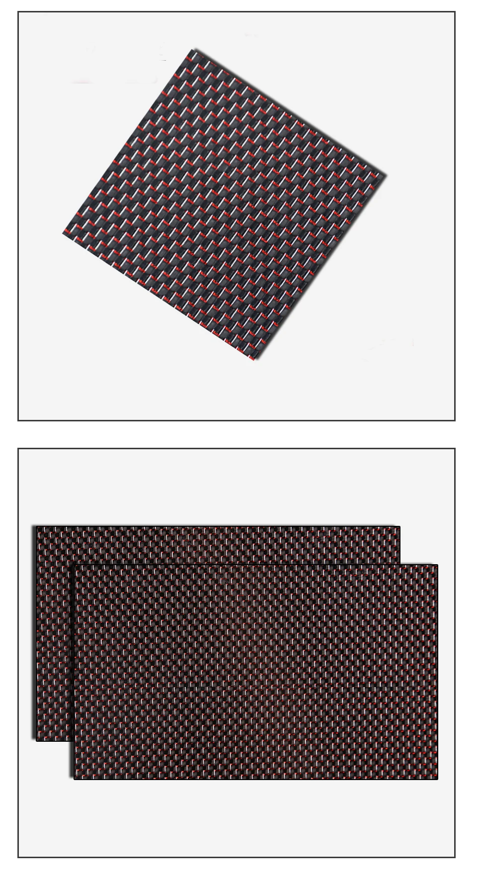 Generic 195x240mm 3K Colered Carbon Fiber Sheet Red And Sivler Thread