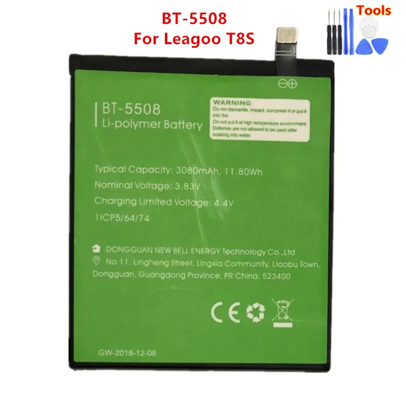 100% Original Backup BT-5508 Leagoo T8S Battery 3080mAh For Leagoo T8s Smart Mobile Phone BT-5508 + Free tools
100% Original Backup BT-5508 Leagoo T8S Battery 3080mAh For Leagoo T8s Smart Mobile Phone BT-5508 + Free tools
