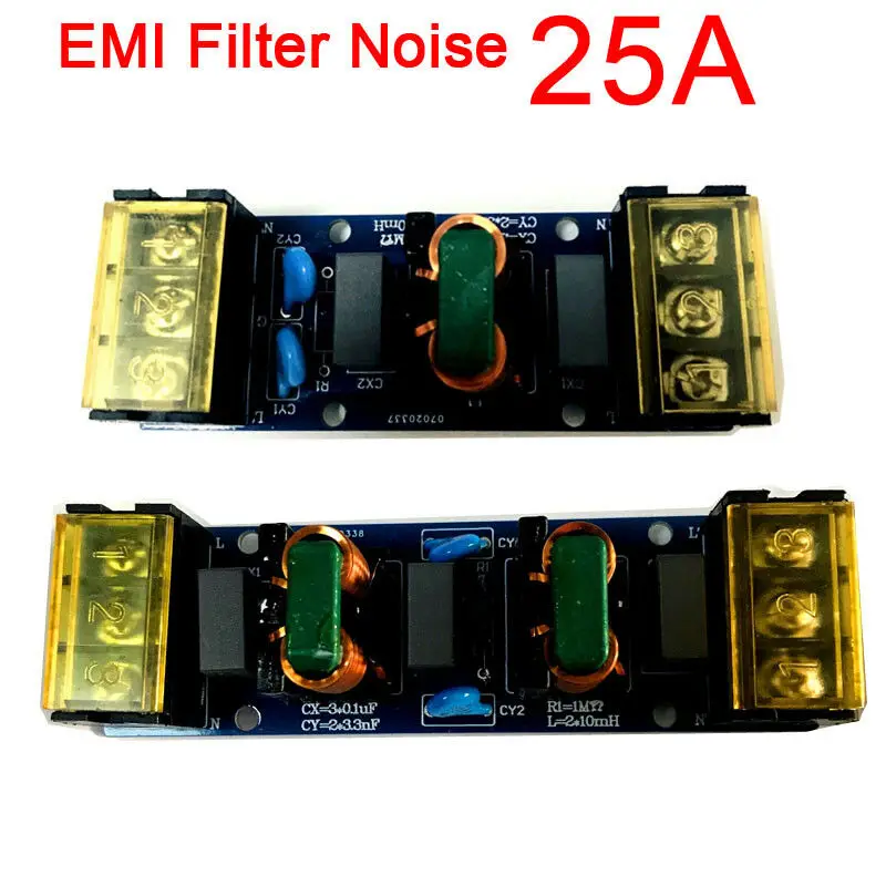 25A EMI фильтр шумоподавитель 110 В 220 переменного тока платы Очиститель питания для