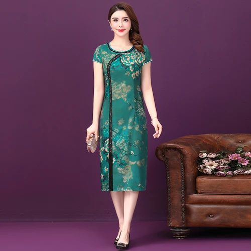 2019 Summer New Noble Temperament Mother Short Sleeve Big Code Xxxxxl Slim Women Dress Simple Elegant Female Silk Lady Dresses
2019 Summer New Noble Temperament Mother Short Sleeve Big Code Xxxxxl Slim Women Dress Simple Elegant Female Silk Lady Dresses