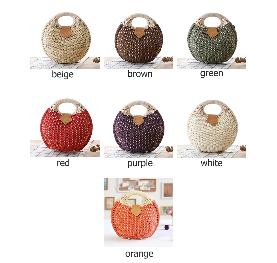 Shell-Style Round Wicker Handbag - Designer Rattan Crossbody Summer Purse 2 H45b0fb22b6c642c8a195f536bcfe99c7D