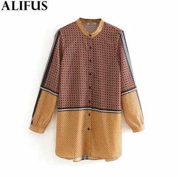 Fashion Za Women Shirt 2019 Casual Geometric Print O Neck Chic Sleep Shirts Blouses Loose Ladies Long Sleeve Blusas Tops 
Fashion Za Women Shirt 2019 Casual Geometric Print O Neck Chic Sleep Shirts Blouses Loose Ladies Long Sleeve Blusas Tops