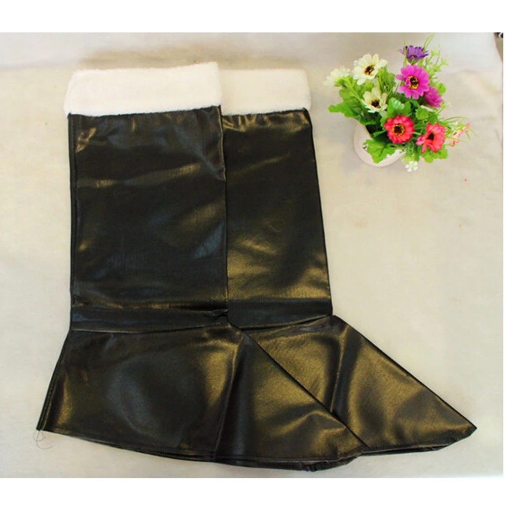 NEW Santa Claus Christmas BLACK Costume BOOTS XMAS Holiday Props Shoes