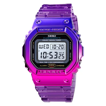 

SKMEI Women Sweet Sport Style Watch Fashion Colorful Wrist Watch Transparent Bracelet Shock Resistant Female Clocks relojes 1622