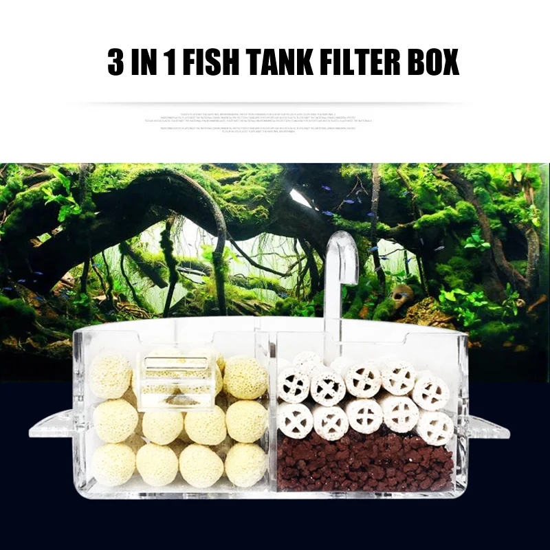 Фото Внешний фильтр для аквариума Box акриловый подвесной очиститель воды круглого