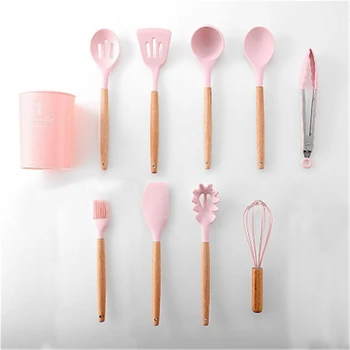 Pink Silicone Cooking Tools Set Spatula Shovel Spoon with Wooden Handle Practical Kitchen Cooking Utensils Kitchenware Gadget
Pink Silicone Cooking Tools Set Spatula Shovel Spoon with Wooden Handle Practical Kitchen Cooking Utensils Kitchenware Gadget