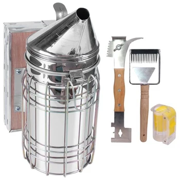 Beekeeping Tools Four In One Suit Bee Smoker/Queen Bee Bottle /Two In One Honey Fork Scraper /Double Head Scraper Average 
Beekeeping Tools Four In One Suit Bee Smoker/Queen Bee Bottle /Two In One Honey Fork Scraper /Double Head Scraper Average
