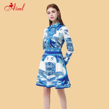 Designer 2020 Spring Fashion Runway Casual long Sleeve Dress Female Lapel bow Elegant Blue and White floral Print Dress New
Designer 2020 Spring Fashion Runway Casual long Sleeve Dress Female Lapel bow Elegant Blue and White floral Print Dress New