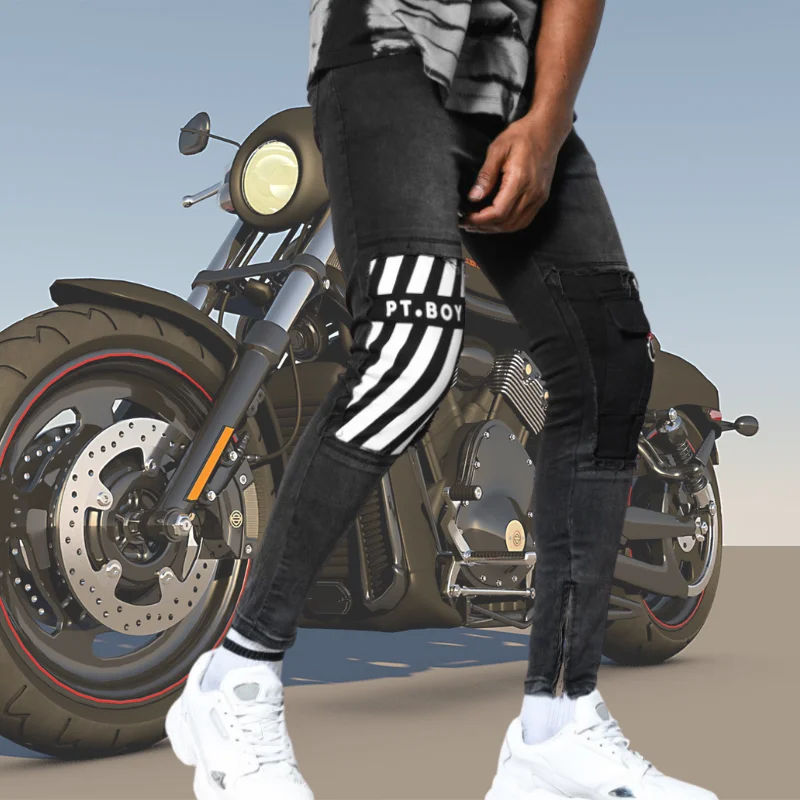 New Men cool Biker Skinny Jeans Trousers zipper Multi-Pocket pencil Pants Ripped Elastic Hip-Hop Printed Locomotive Jeans 2020
New Men cool Biker Skinny Jeans Trousers zipper Multi-Pocket pencil Pants Ripped Elastic Hip-Hop Printed Locomotive Jeans 2020