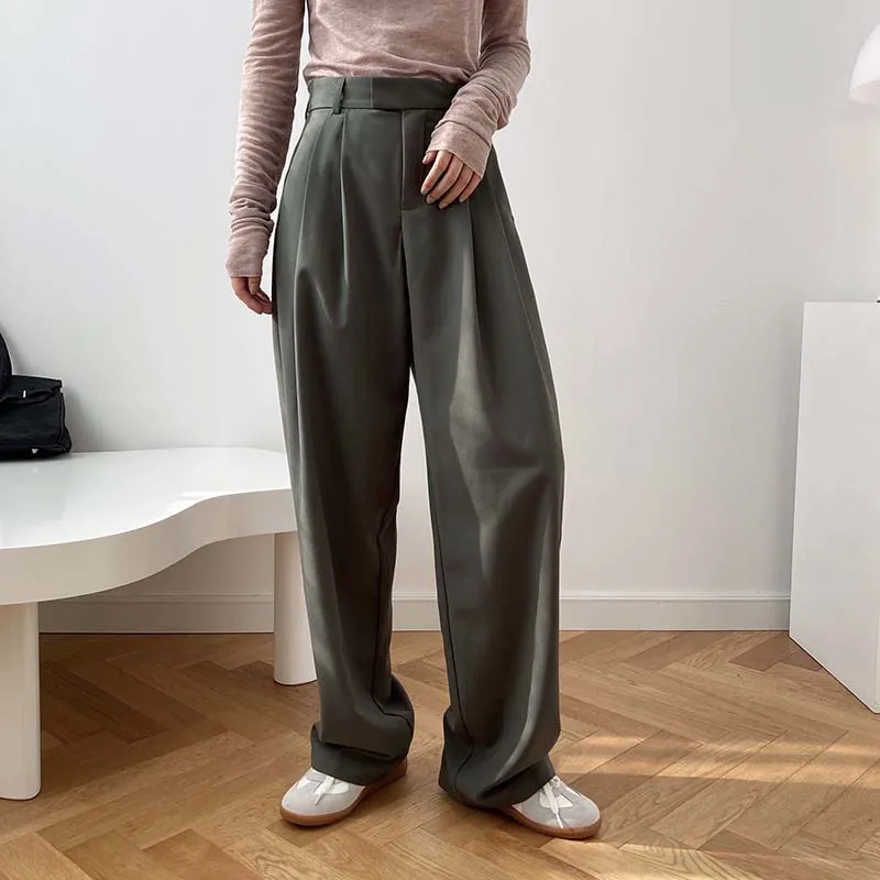 FORYUNSHES Women Wide Leg Cigarette Suits Trousers 2020 Autumn Femme High Waist Straight Pants Casual Office Business Bottom