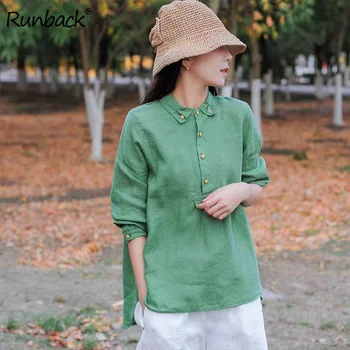 Runback Blouses Women Cotton Linen Tops Spring 2020 Vintage Polo Shirt Irregular Button Decoration Long Sleeve Loose Large Shirt
Runback Blouses Women Cotton Linen Tops Spring 2020 Vintage Polo Shirt Irregular Button Decoration Long Sleeve Loose Large Shirt