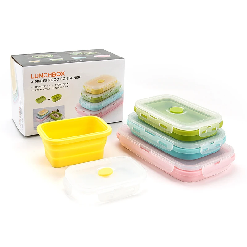 4pcs/Set Rectangle Silicon Collapsible Lunch Boxes Folding Food Storage Container Dinnerware Travelling Outdoor
4pcs/Set Rectangle Silicon Collapsible Lunch Boxes Folding Food Storage Container Dinnerware Travelling Outdoor