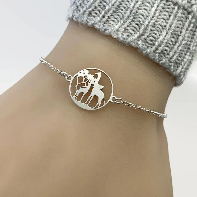 Женский браслет с жирафом Todorova цепочкой из нержавеющей стали для подарка на День