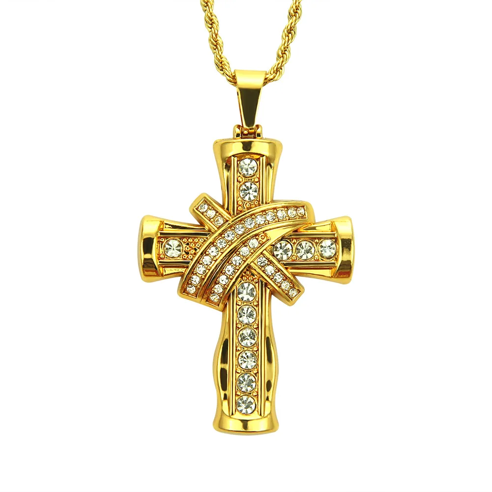 Heavy Cross Necklace Stainless Steel Christs Pendant Gold Byzantine Chain Men Ms Necklaces Jewelry Gifts Heavy Cross Necklace Stainless Steel Christs Pendant Gold Byzantine Chain Men Ms Necklaces Jewelry Gifts