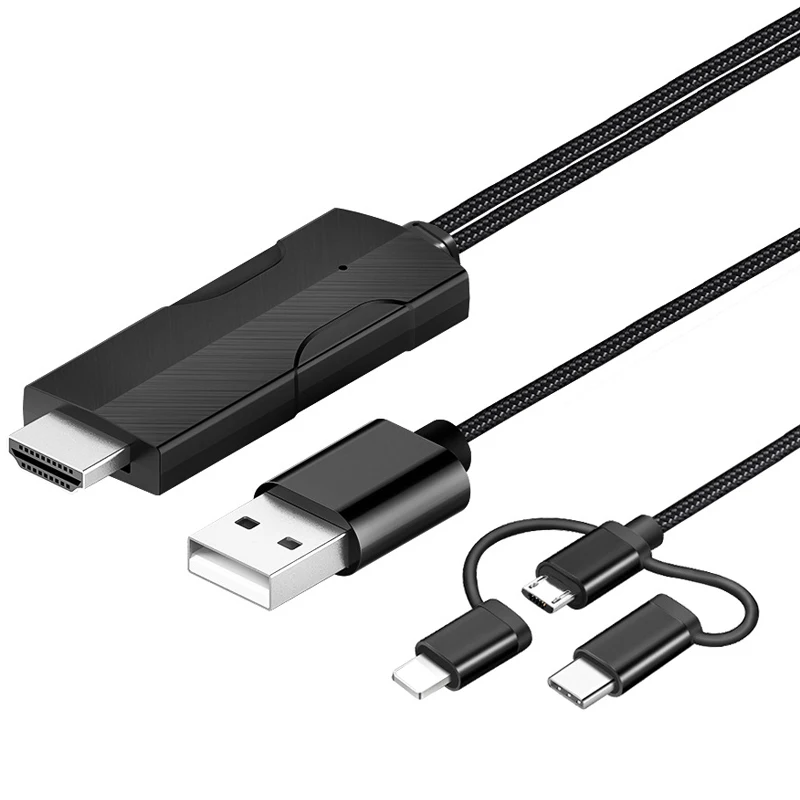 3in1 Screen Mirroring Converter HDMI Cable Video Adapter Connector for IPhone 6 7 8 11 IOS Micro USB Type C Android Phone To TV
3in1 Screen Mirroring Converter HDMI Cable Video Adapter Connector for IPhone 6 7 8 11 IOS Micro USB Type C Android Phone To TV