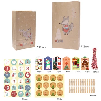 24 Sets Christmas Deer Kraft Paper Candy Gift Bags with Stickers Tags Clip Ropes 634E
24 Sets Christmas Deer Kraft Paper Candy Gift Bags with Stickers Tags Clip Ropes 634E