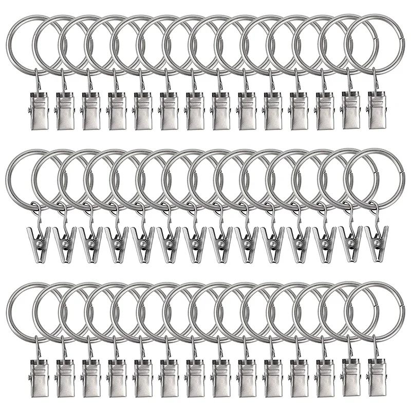 42 Pcs Curtain Rings with Clips Decorative Drapery Rustproof Vintage 1 Inch Interior Diameter Mist Silver Color
42 Pcs Curtain Rings with Clips Decorative Drapery Rustproof Vintage 1 Inch Interior Diameter Mist Silver Color