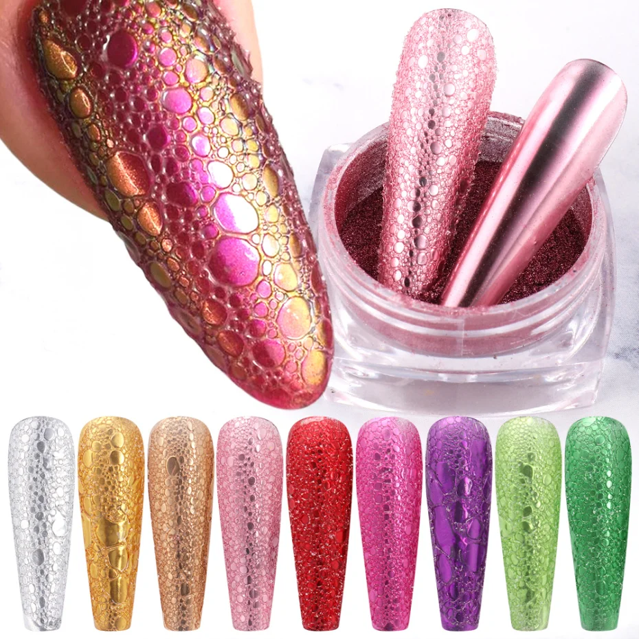 1box Bubble Nail Glitter Powder Magic Mirror Effect Chrome Pigment Dust Shining Pink Rose Gold Art Decoration LA1626 | Красота и