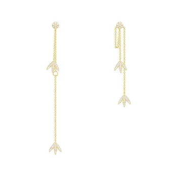 Women 925 Sterling Silver Yellow Gold Color Laurel Leaves Tassel Earring with Cubic Zirconia Stone Asymmetry Chain Drop Earrings
Women 925 Sterling Silver Yellow Gold Color Laurel Leaves Tassel Earring with Cubic Zirconia Stone Asymmetry Chain Drop Earrings