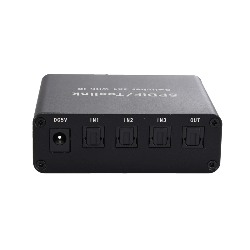 3 Port Switch Digital Optical Audio Switcher with IR Remote Control 3 In 1 Out Switcher
3 Port Switch Digital Optical Audio Switcher with IR Remote Control 3 In 1 Out Switcher
