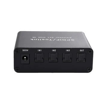 3 Port Switch Digital Optical Audio Switcher with IR Remote Control 3 In 1 Out Switcher 
3 Port Switch Digital Optical Audio Switcher with IR Remote Control 3 In 1 Out Switcher