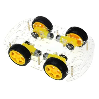 4WD Car Chassis Geared Motors Speed Encoders Fasteners Durable For Arduino CA